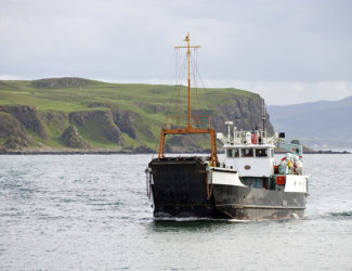 Car Ferry approaches Rathlin Island, Co Antrim